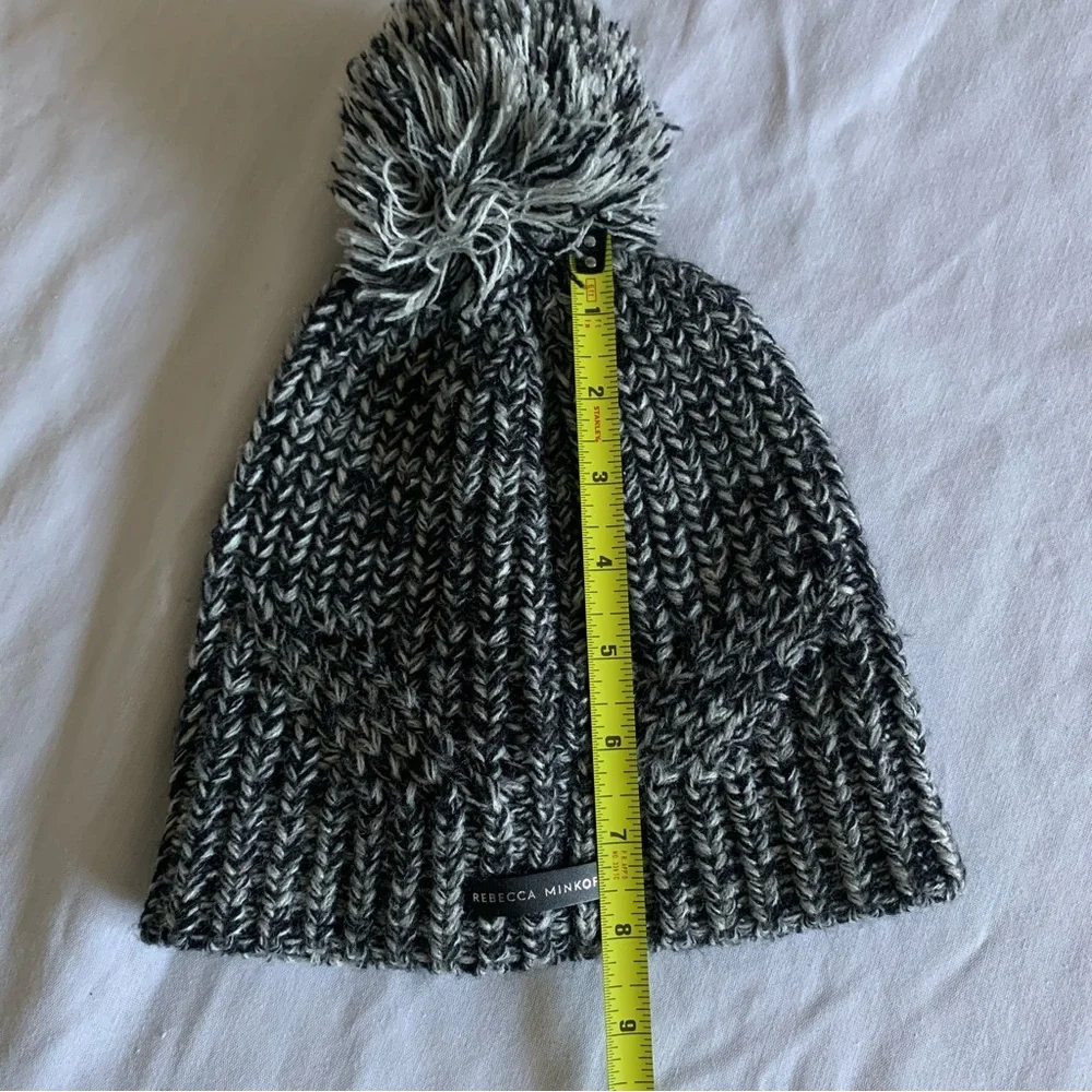 Rebecca Minkoff Beanie Hat Knit Marled Pom Pom Winter Warm Cozy Fireside Outdoor